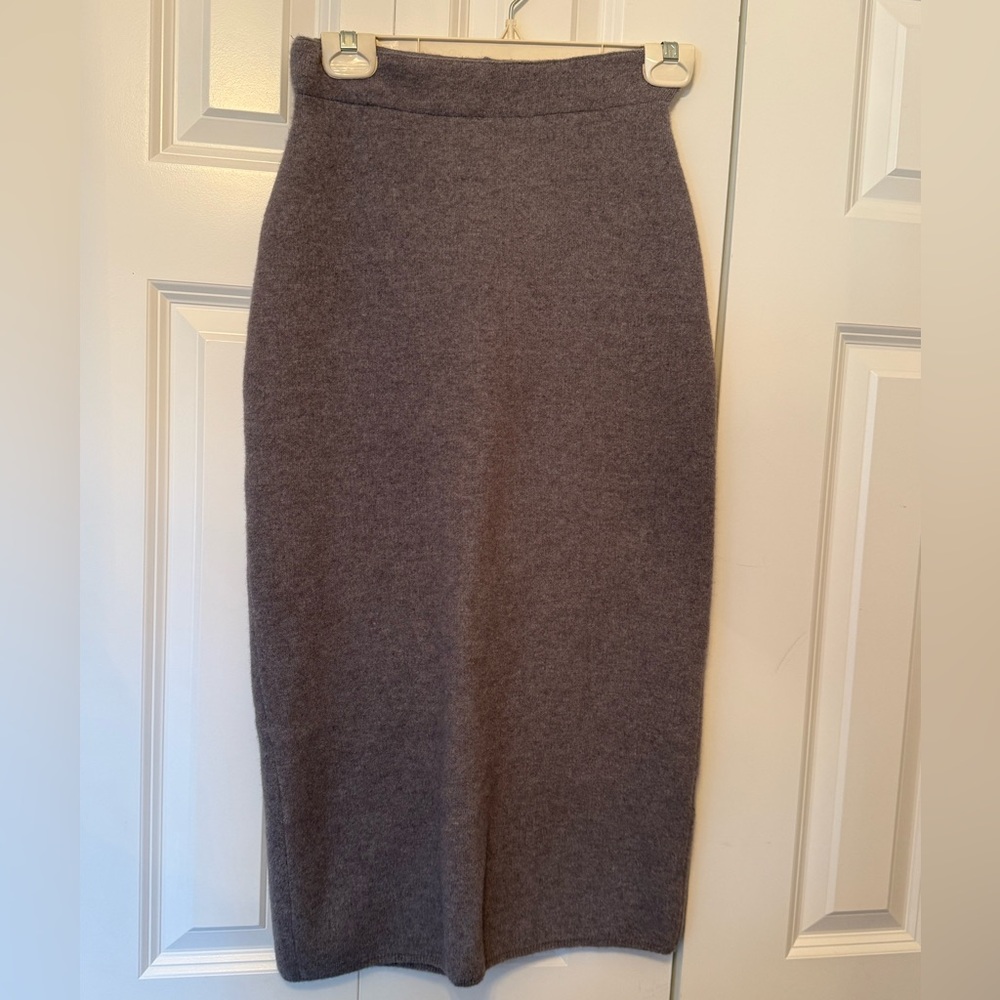 Babaton Heather Grey Knit Pencil Skirt